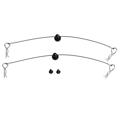 Mxfans Black Color 1/10 RC Car Body Clip Pins 155mm Steel Wire Body Clips with Screw Retainer N10259BL Set of 2
