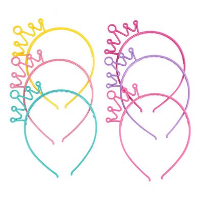 6 Pcs Candy Colors Plastic Hair Hoop Headband Hair Accessories with Toothed - Cartoon Non-slip Hair Band Headwear (Crown style)