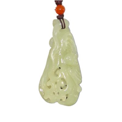 2.2" China Certified Nature Hetian Nephrite Jade Blessing Bat Hollow Carved Necklace Pendants