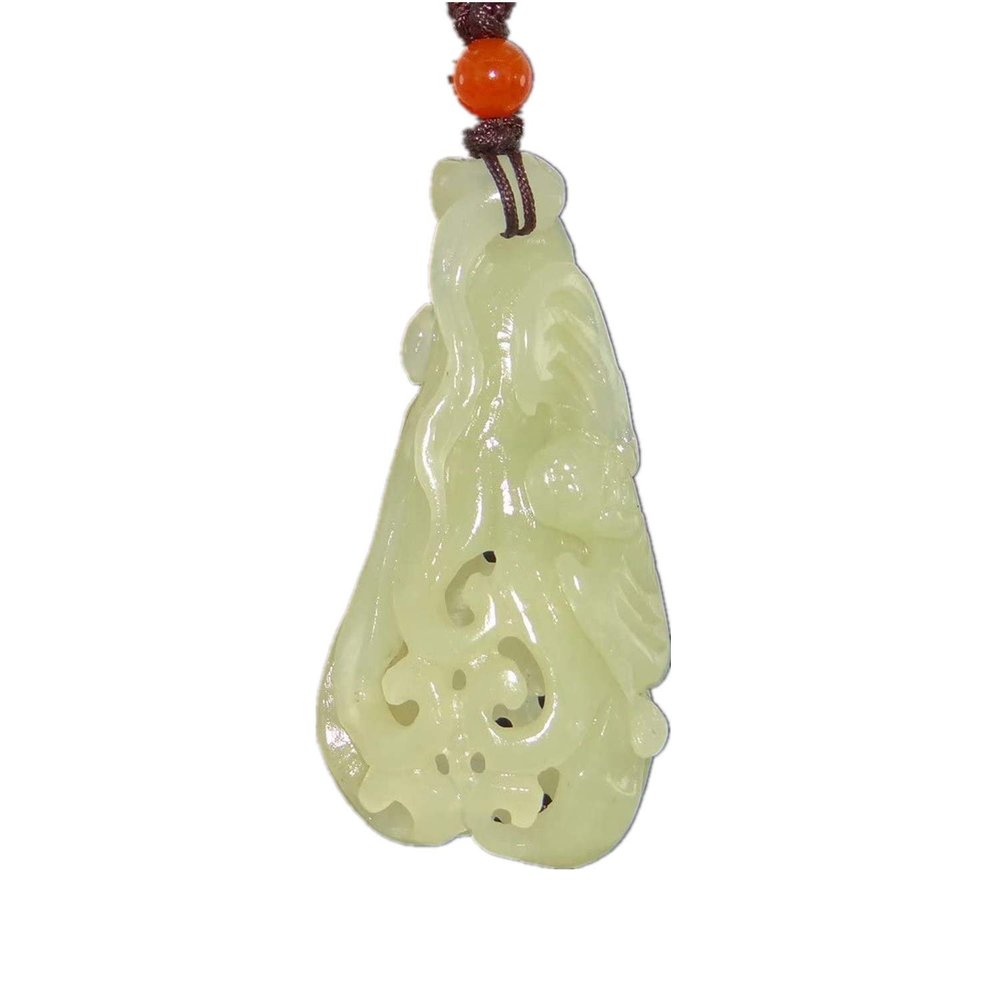 2.2" China Certified Nature Hetian Nephrite Jade Blessing Bat Hollow Carved Necklace Pendants