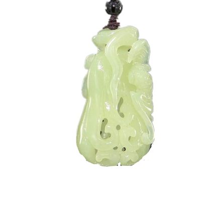 1.9" China Certified Nature Hetian Nephrite Jade Blessing Bat Hollow Carved Necklace Pendants