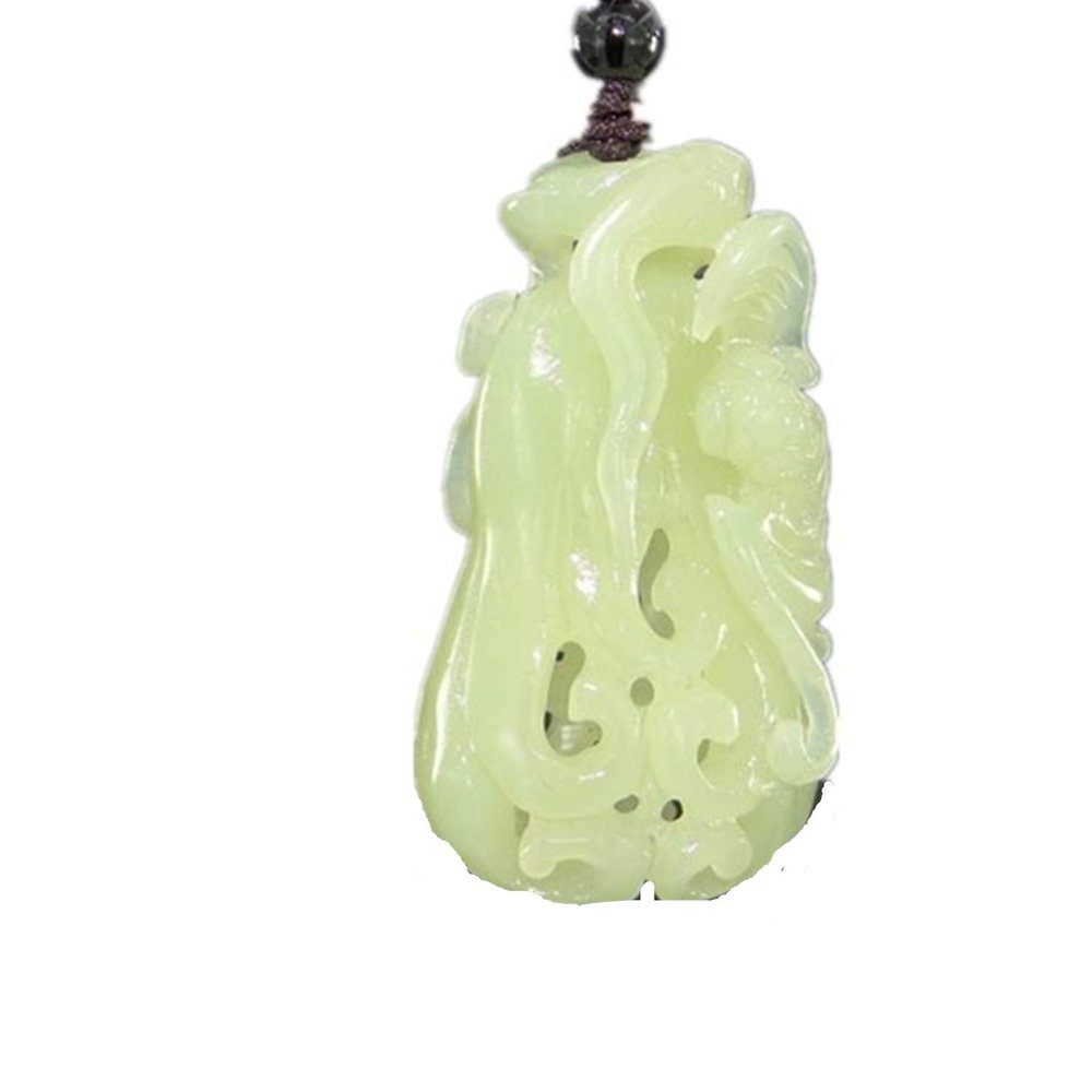 1.9" China Certified Nature Hetian Nephrite Jade Blessing Bat Hollow Carved Necklace Pendants