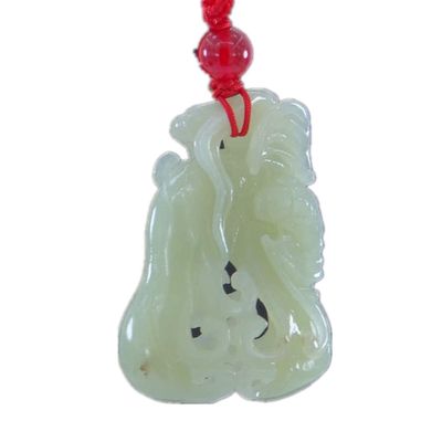 1.9" China Certified Nature Hetian Nephrite Jade Blessing Bat Hollow Carved Necklace Pendants