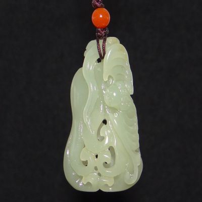 1.9" China Certified Nature Hetian Nephrite Jade Blessing Bat Hollow Carved Necklace Pendants