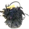 La Regale girls' small black satin handbag with black feathers view 1