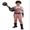 Boys Strongman Halloween | Kids Complete Vintage Strong Man Outfit with Tattoo Mesh Shirt, Singlet, Gauntlets, and Belt Small view 2
