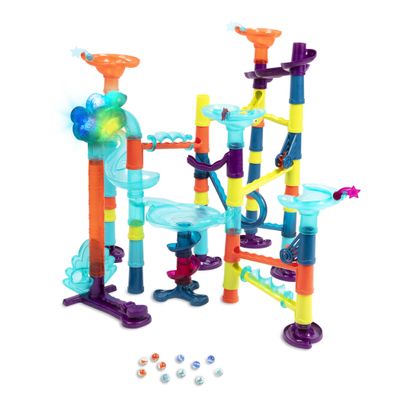 B. toys  Marble Run Toy Set  62-Piece Interactive STEM Toy Featuring Lights, Sounds, and Modular Track Designs  Enhances Creativity, Early Engineering Skills  Ages 3 and Up