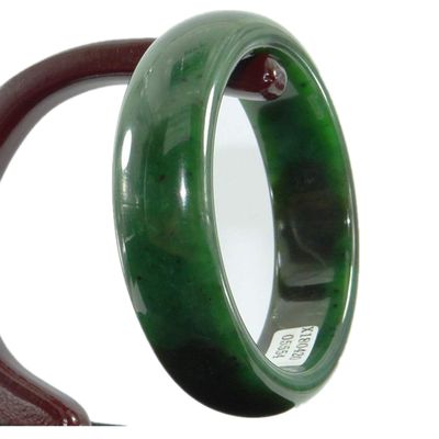 2.3" China Certified Nature Hetian Nephrite Jade Women's Green Bangle Bracelet 5554
