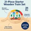 21 Pc Starter Wooden Train Set Train Tracks & Accessories, Magnetic Trains Cars for Toddlers & Older Kids Compatible with Major Brand Train Sets view 3