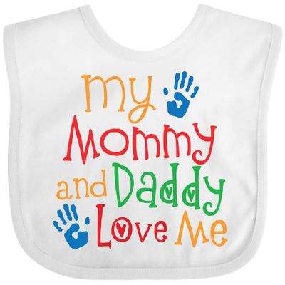 inktastic Mommy and Daddy Love Me Baby Bib White 30afc