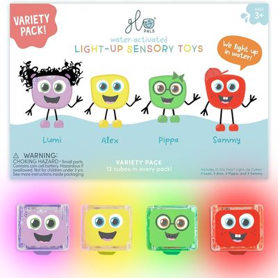 Glo Pals Water-Activated Light-Up Cubes for Sensory Play 12 Pack - Valentine Day Gift