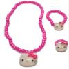 For Little Girls and Toddlers - Bow Stretch Necklace and Bracelet Ring Set - Great Costume Jewelry and Accessories Sets For Children To Play Pretend Dress Up (Dark Pink) view 1