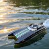 Black Remote Control Racing Boat RC Jet Speed Boat Catamaran Structure Independent Steering Gear 25km/h for 14y+ on Lake Pool Sea view 2