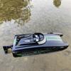 Black Remote Control Racing Boat RC Jet Speed Boat Catamaran Structure Independent Steering Gear 25km/h for 14y+ on Lake Pool Sea view 3