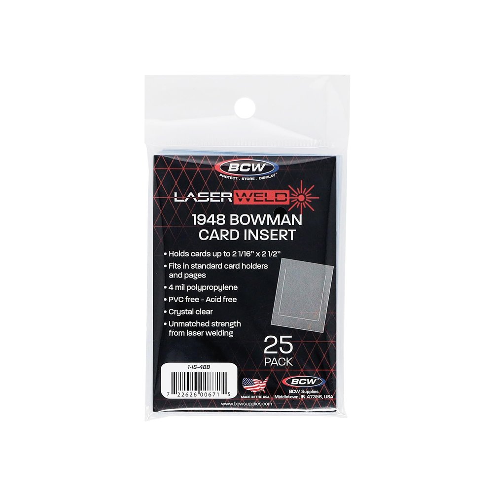 BCW LaserWeld 1948 Bowman Insert Sleeves Archival Card Inserts for 1948 Bowman Cards | Fits 9-Pocket Pages, Toploaders & Magnetic Holders | Acid-Free Polypropylene 25 Pack