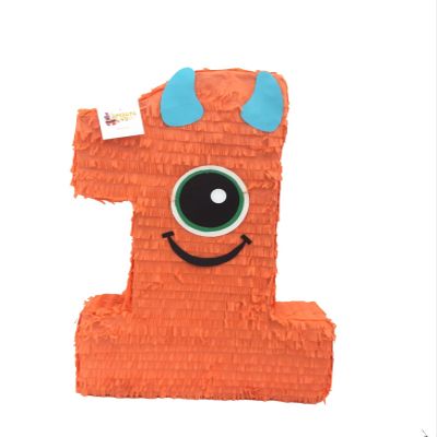 APINATA4U Large Orange Number One Pinata with Large Eye 20" Monster Theme Party First Birthday