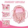 Rakki Dolli Doll Carry Cot Set, Sweet Dreams Soft Bassinet Doll Carrier Includes 1 Cot and 1 Pillow, Pink Flower Doll Bassinet, Fits for 16 Inch 18 Inch American Girl Dolls view 3