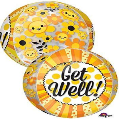 16" Jumbo Get Well Happiness Orbz Balloon