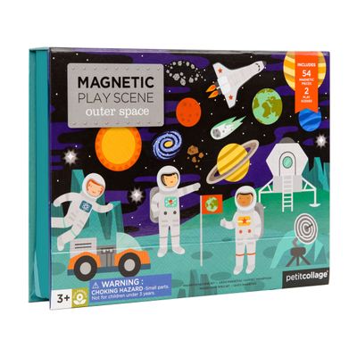 Petit Collage Outer Space Play Scene Mix and Match Magnetic Pieces, Ages 3+, 2 Scenes and 54 Pieces