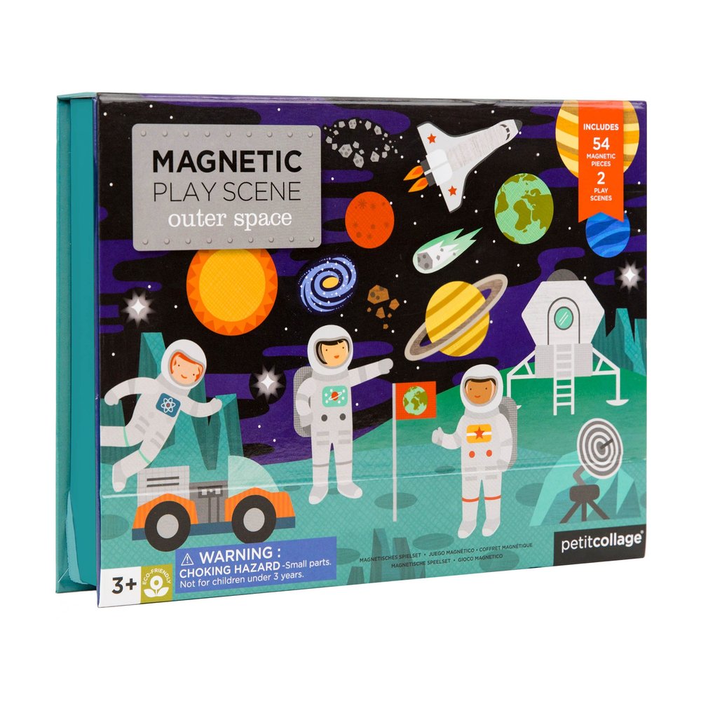 Petit Collage Outer Space Play Scene Mix and Match Magnetic Pieces, Ages 3+, 2 Scenes and 54 Pieces