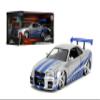 Jada Toys Fast & Furious Brians 2002 Nissan Skyline R34 Die-cast Car, 1:24 Scale, Silver & Blue view 1