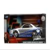 Jada Toys Fast & Furious Brians 2002 Nissan Skyline R34 Die-cast Car, 1:24 Scale, Silver & Blue view 2