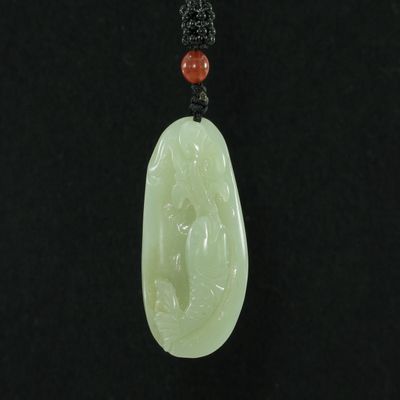 1.8" China Certified Nature Hetian Nephrite Jade Wealth Fish and Ruyi Fine Carved Necklace Pendants