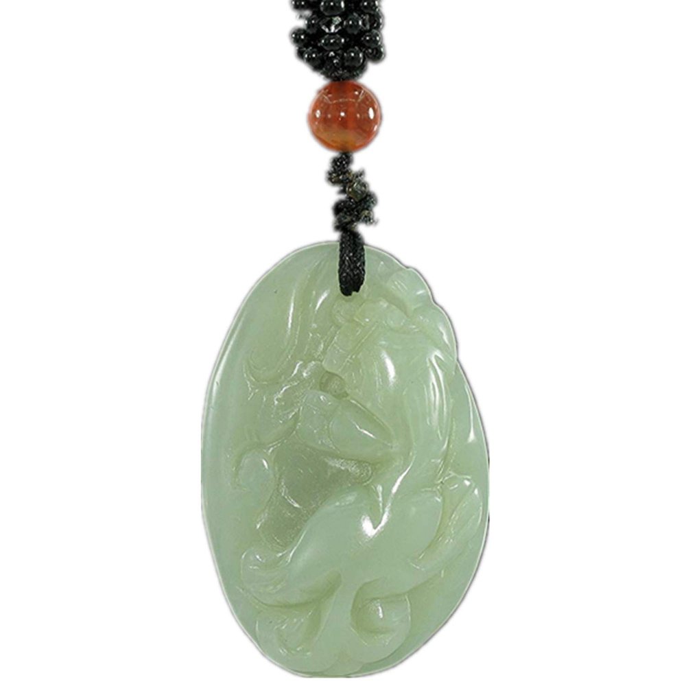 1.5" China Certified Nature Hetian Nephrite Jade Wealth Smart Pixiu Fine Carved Necklace Pendants 0974