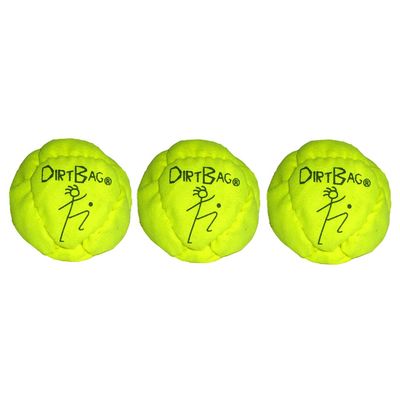 DIRTBAG Classic Footbag 3 Pack, Handmade, Pro-Grade Durability, Original Design, Machine Washable - Fluorescent Yellow