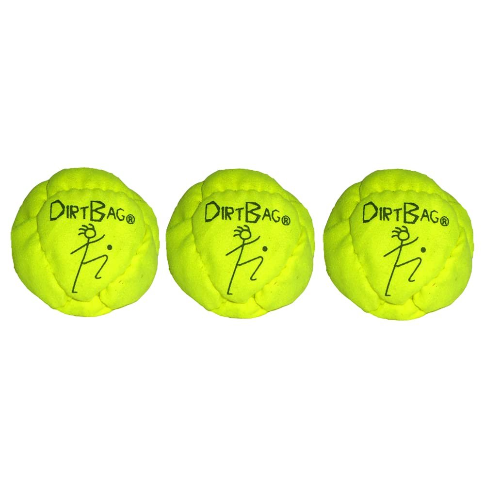 DIRTBAG Classic Footbag 3 Pack, Handmade, Pro-Grade Durability, Original Design, Machine Washable - Fluorescent Yellow