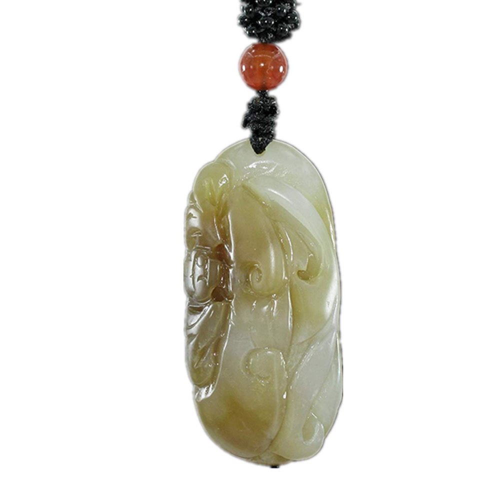 2.4" China Certified Nature Hetian Nephrite Jade Arhat Amulet Fine Carved Necklace Pendants 0953