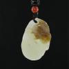 1.7" China Certified Nature Hetian Nephrite Jade Fortune Toad and Eggplant Fine Carved Necklace Pendants view 2