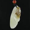 1.7" China Certified Nature Hetian Nephrite Jade Fortune Toad and Eggplant Fine Carved Necklace Pendants view 3