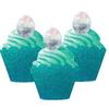 12pk Iridescent Ring Wedding Bridal Shower Cupcake Toppers w. Turquoise Glitter Wrappers view 1