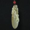 2.2" China Certified Nature Hetian Nephrite Jade Wealth Toad and Eggplant Fine Carved Necklace Pendants view 4