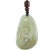 2.2" China Certified Nature Hetian Nephrite Jade Blessing Bat and Ruyi Fine Carved Necklace Pendants0949 view 1