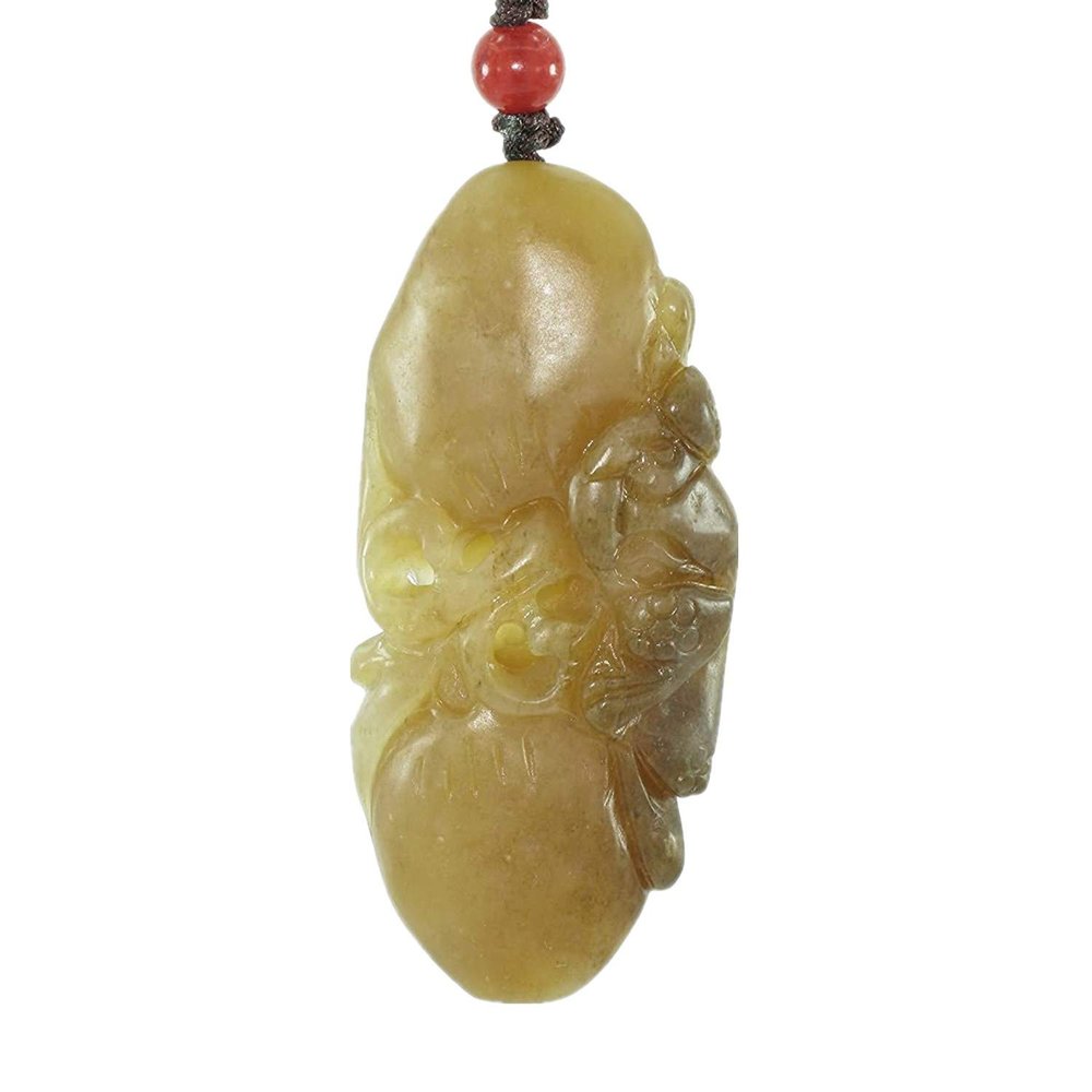 2.2" China Certified Nature Hetian Nephrite Jade Fortune Toad and Persimmon Hollow Carved Necklace Pendants 0962