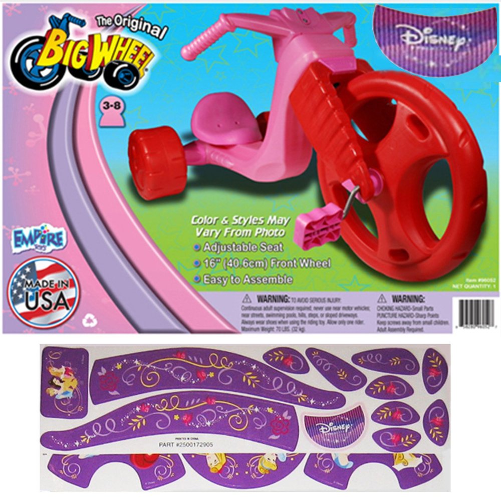 The Original Big Wheel Trike Red/Pink Limited Edition for Girls 16" w/ Disney Princess Decals