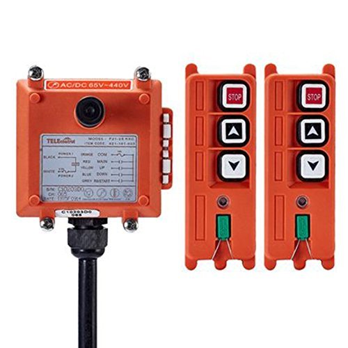 2 Key Crane Industrial Radio Remote Control Wireless Transmitter Stop Button Switch F21-2S AC/DC 65-440V (2 Transmitter+1 Receiver)