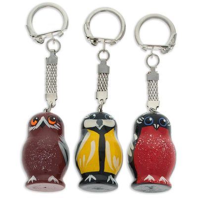 BestPysanky Set of 3 Birds Wooden Key Chains