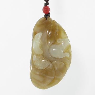 2.1" China Certified Nature Hetian Nephrite Jade Fortune Rat and Ancient Coin Fine Carved Necklace Pendants
