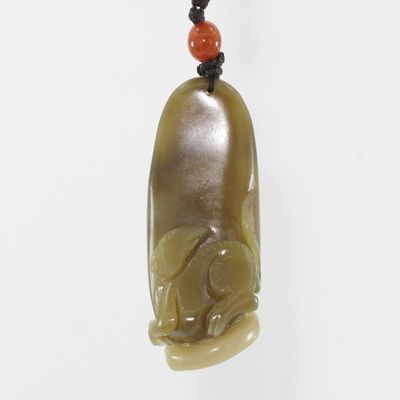 1.8" China Certified Nature Hetian Nephrite Jade Wealth Rat and Ancient Coin Fine Carved Necklace Pendants