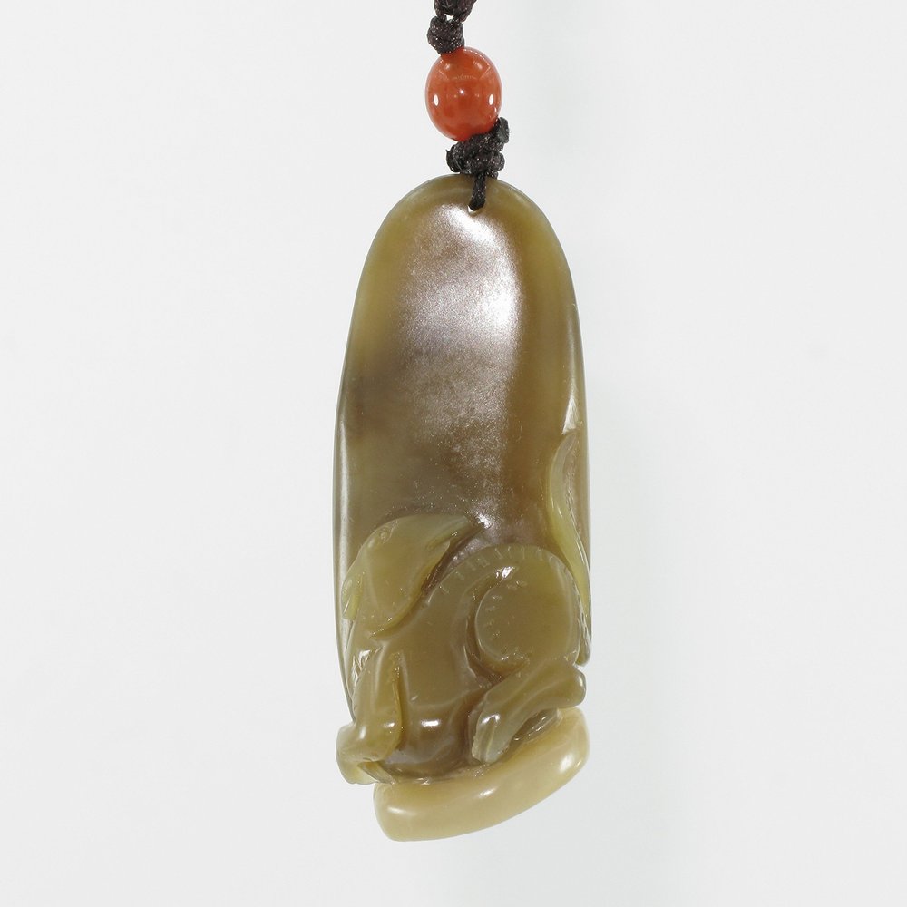 1.8" China Certified Nature Hetian Nephrite Jade Wealth Rat and Ancient Coin Fine Carved Necklace Pendants