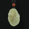 1.5" China Certified Nature Hetian Nephrite Jade Blessing Bat and Persimmon Fine Carved Necklace Pendants view 1