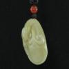 1.5" China Certified Nature Hetian Nephrite Jade Blessing Bat and Persimmon Fine Carved Necklace Pendants view 3