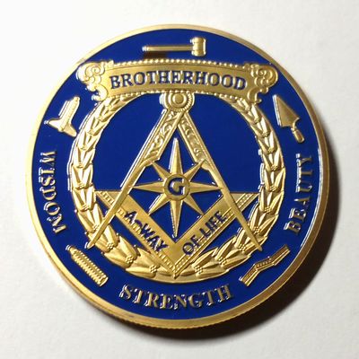 Masonic Freemason Brotherhood Colorized Challenge Art Coin