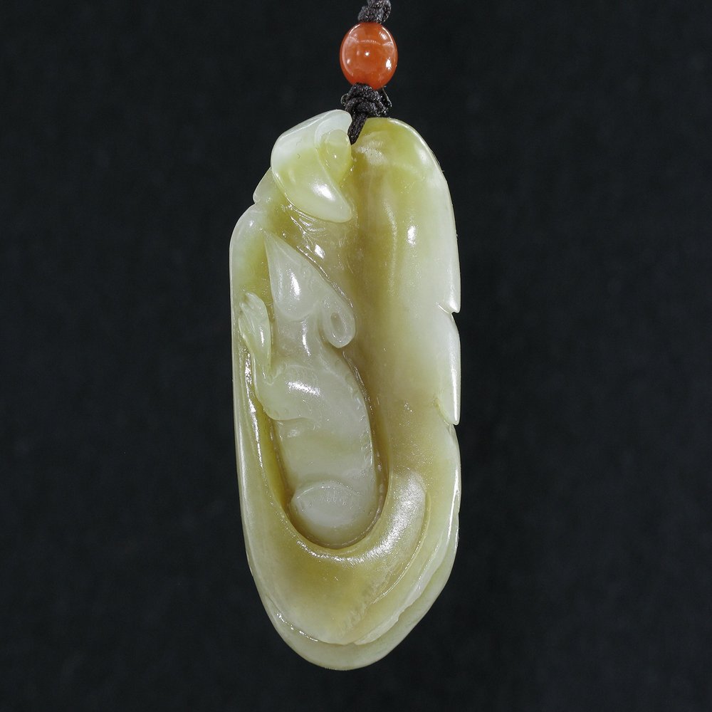 2" China Certified Nature Hetian Nephrite Jade Wealth Rat and Ingot Hand Carved Necklace Pendants
