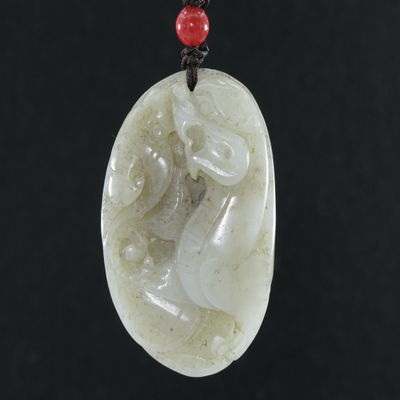 2" China Certified Nature Hetian Nephrite Jade Wealth Pixiu and Ruyi Fine Carved Necklace Pendants
