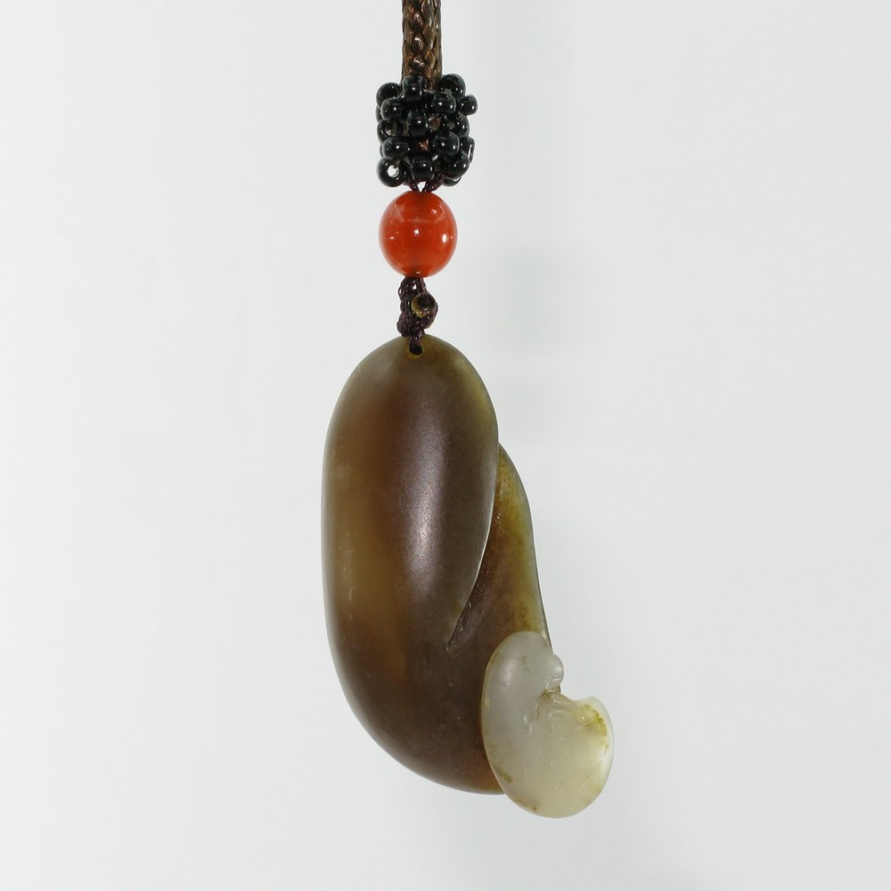 1.5" China Certified Nature Hetian Nephrite Jade Smart Duck Had Carved Necklace Pendants