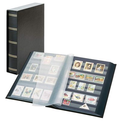 Lindner 1169SK-S Einsteckbuch Elegant Schwarz, mit 60 schwarzen Seiten und passender Schutzkassette